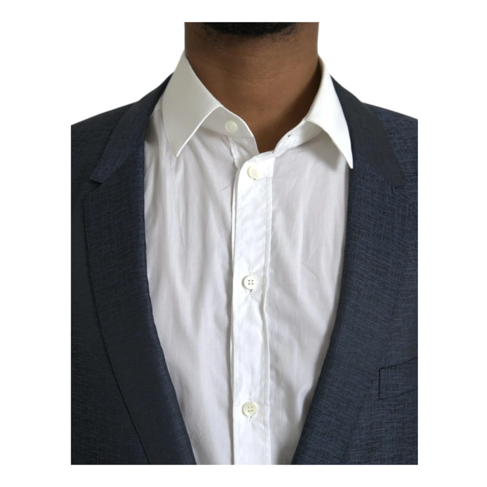 Dolce & Gabbana Blauwe Wol Blazer Enkel Breasted Blue Heren