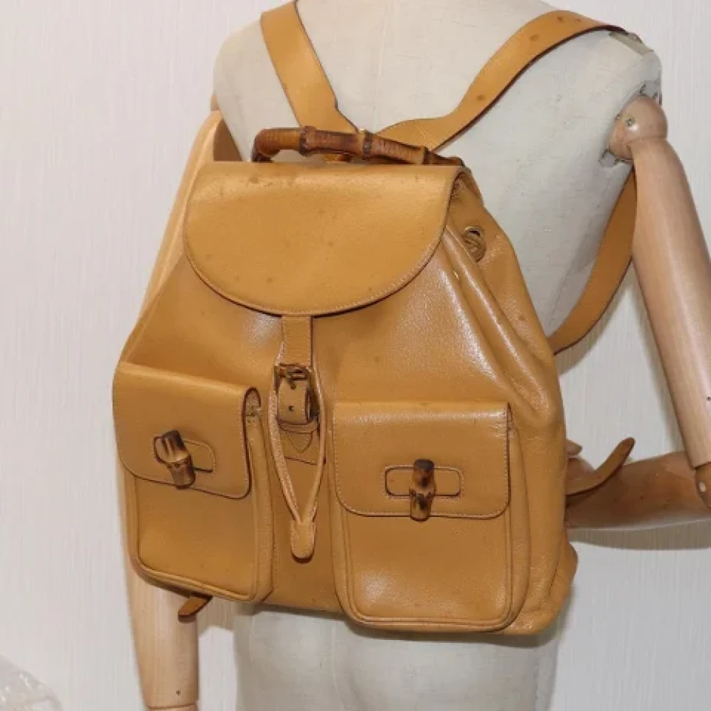 Gucci Vintage Pre-owned Leather backpacks Yellow Dames