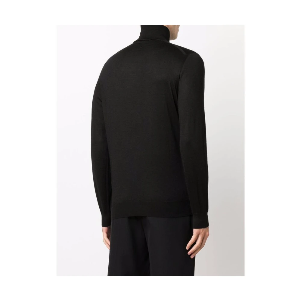 Mauro Ottaviani Zwarte Kasjmier-Zijde Roll-Neck Coltrui Black Heren