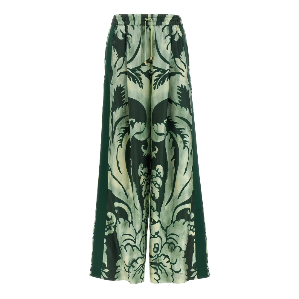 F.r.s For Restless Sleepers Women's Green Wide Trousers, L, Asteria Trousers
