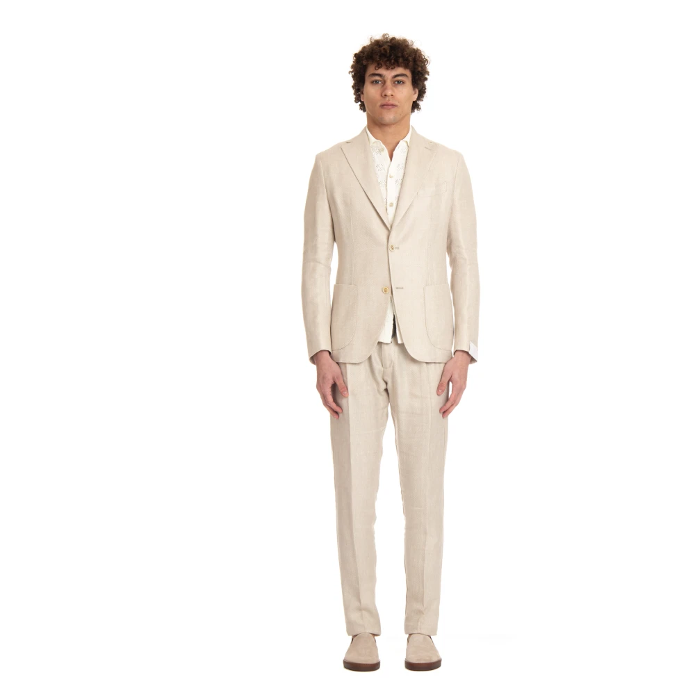 Eleventy Gestructureerde Jas en Broek Set Beige Heren