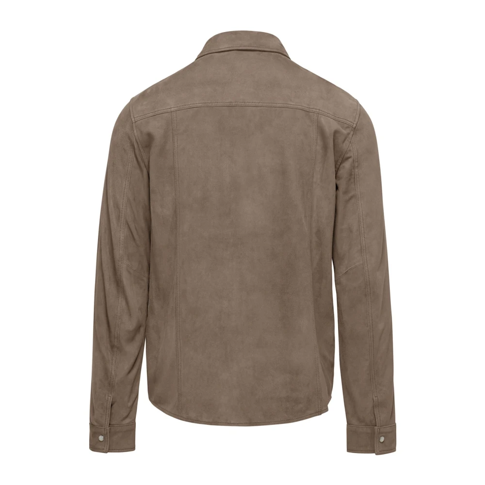 BomBoogie Suede Leren OverhemdJas Gray Heren