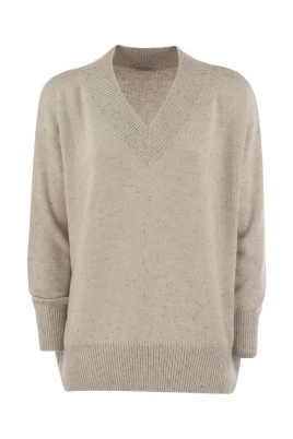 Speckled V-Neck Cashmere Blend Sweater