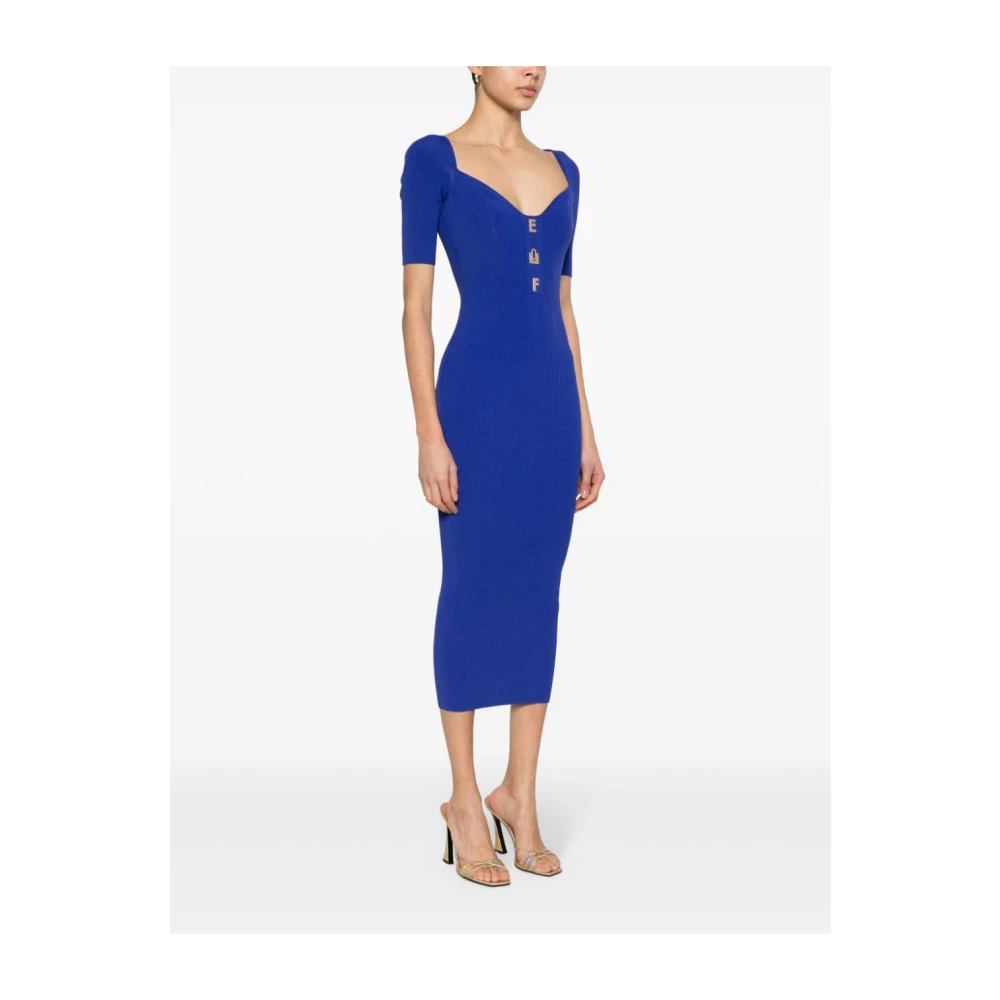Elisabetta Franchi Knitted Dresses Blue Dames