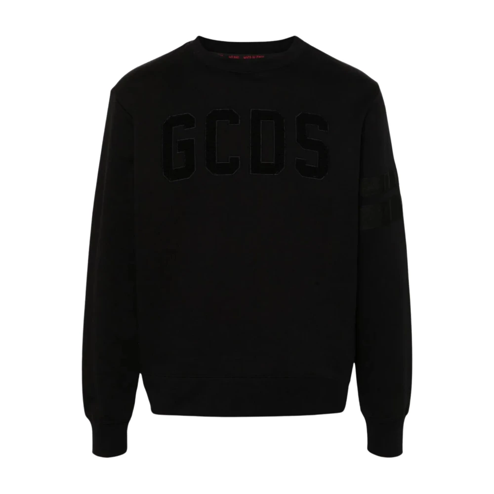 Gcds Sammet Crewneck Logo Tröja Black, Herr