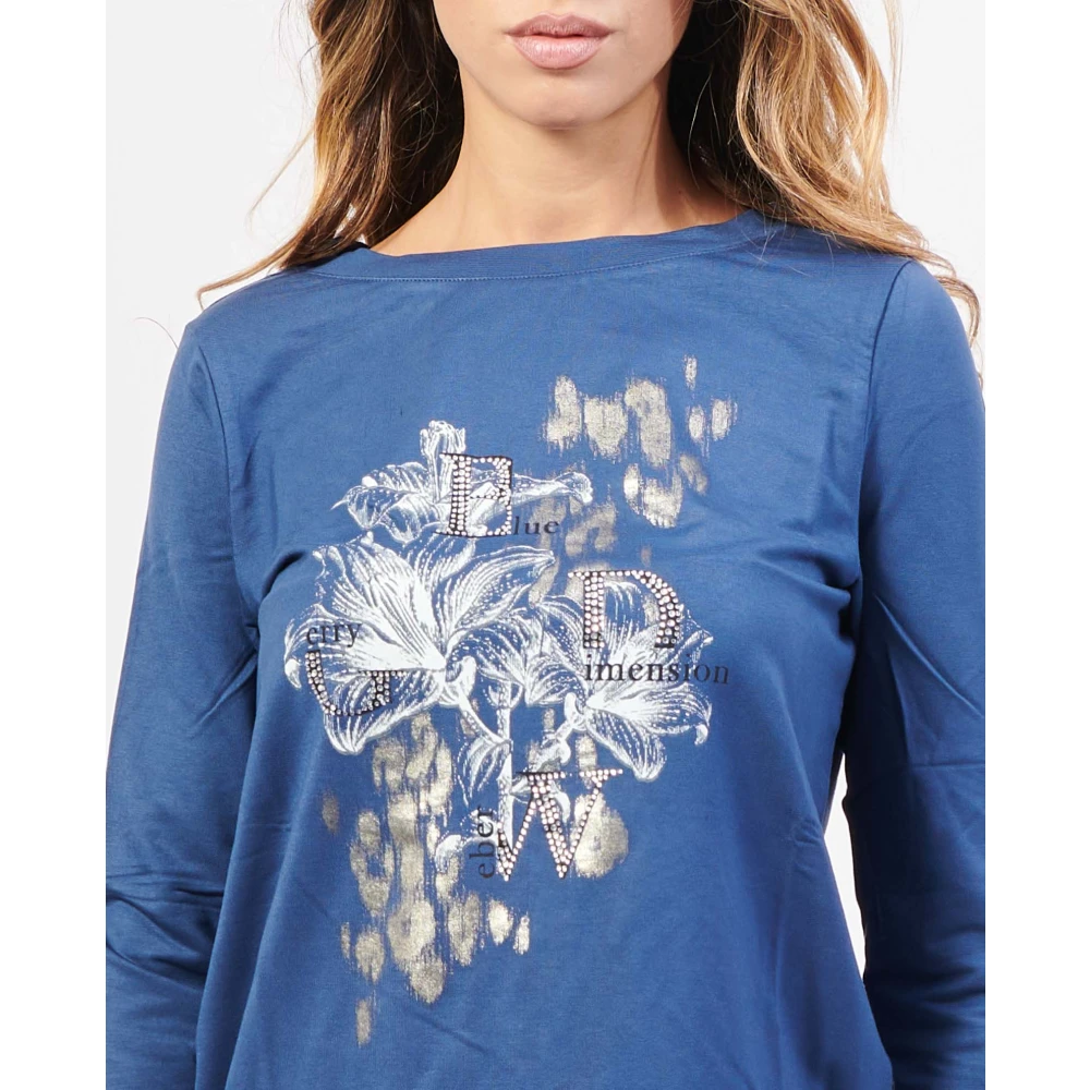 Gerry Weber Blauwe Longsleeve Ronde Hals Top Blue Dames