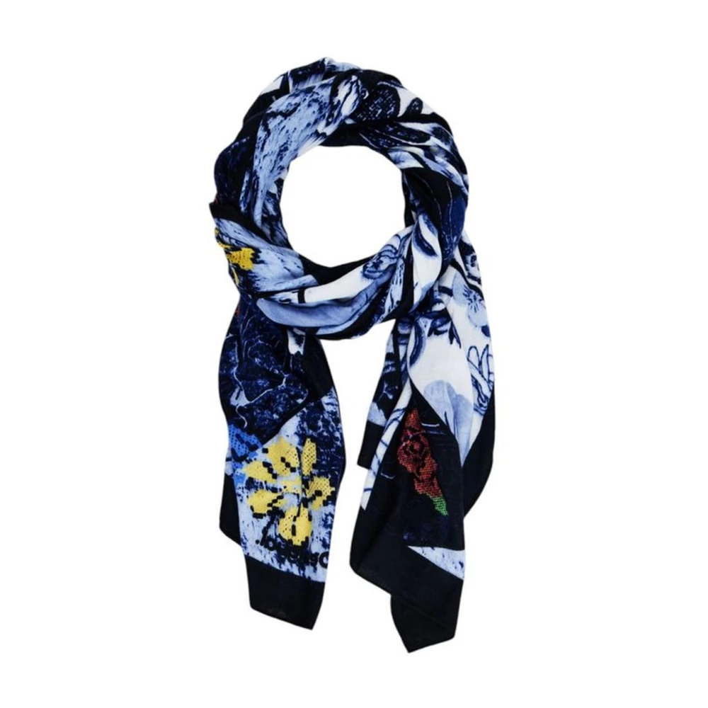 Desigual Blauwe Dames Polyester Sjaal Elegant Ontwerp Blue Dames