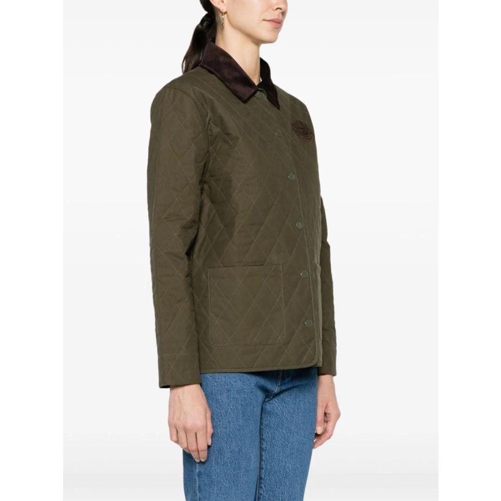 Sporty & Rich Quilted Jacket met Connecticut Crest Green Dames