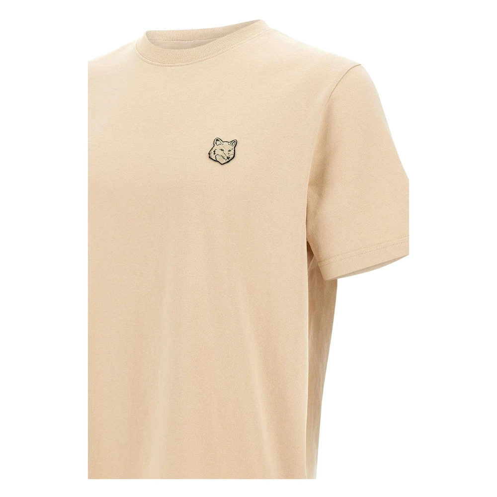 Maison Kitsuné Heren Katoenen T-shirt Nude Logo Borduurwerk Beige Heren