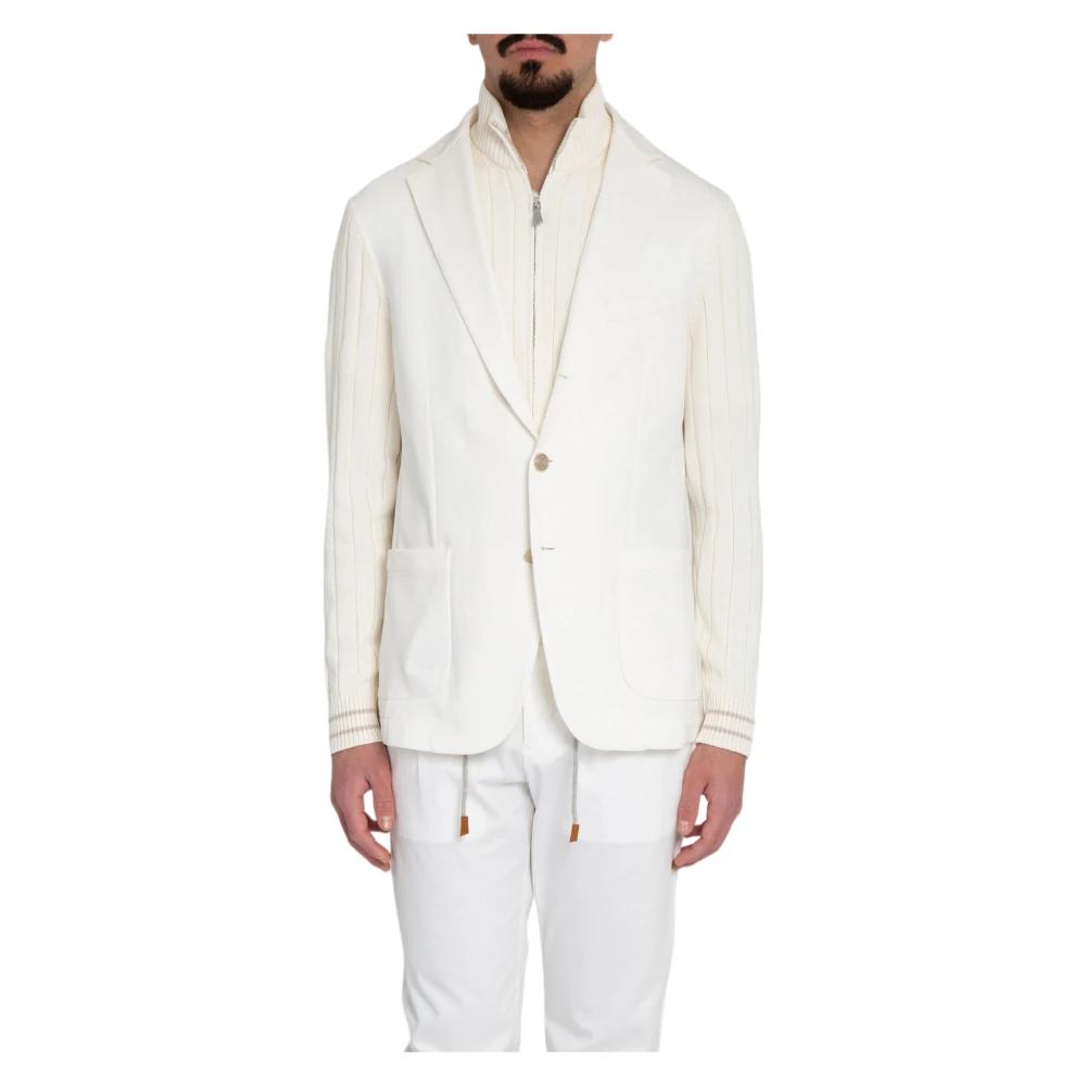 Eleventy Stickad blazer i blandat tyg White, Herr