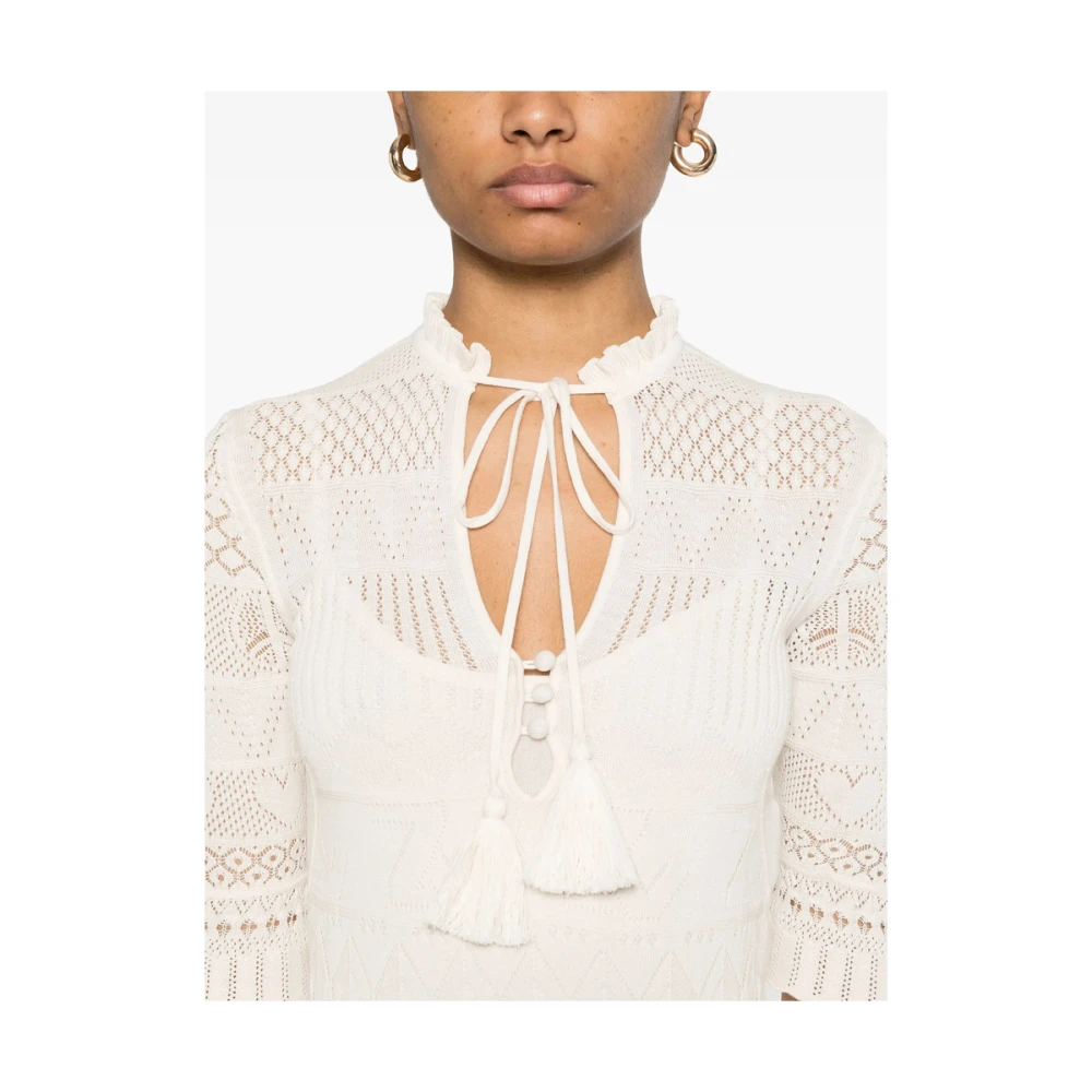 Zadig & Voltaire Ecru Kort Jurkje met Kwastjes Beige Dames