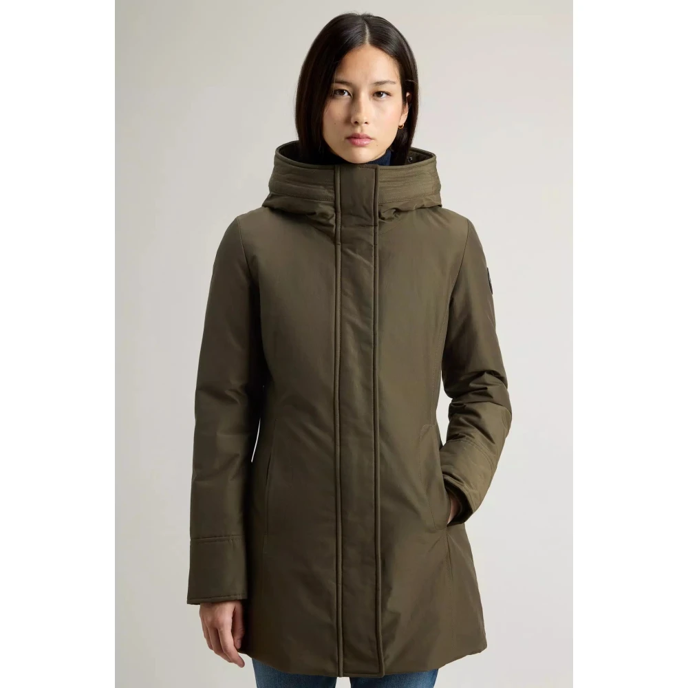Woolrich Groene Parka Jas met Bont Capuchon Green Dames