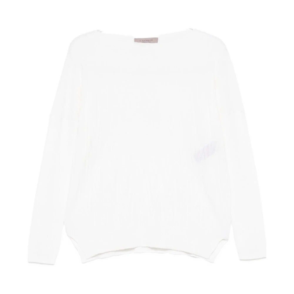 D.exterior Women's White Round-Neck Knitwear, M, Round-Neck Knitwear