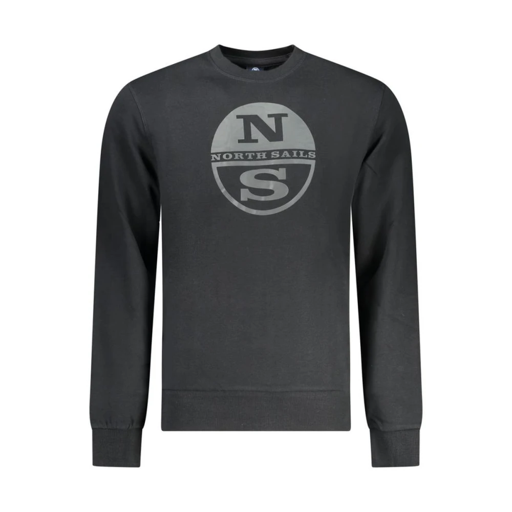 North Sails Men's Black Sweatshirts, 2XL, Cotton Sweatshirt With Ribbed Cuffs And Hem