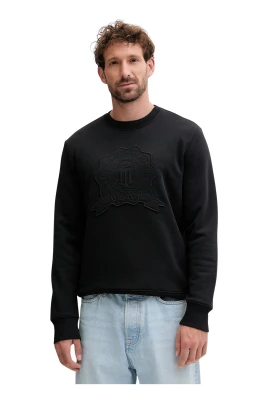 Sweatshirt med applikation och rund hals