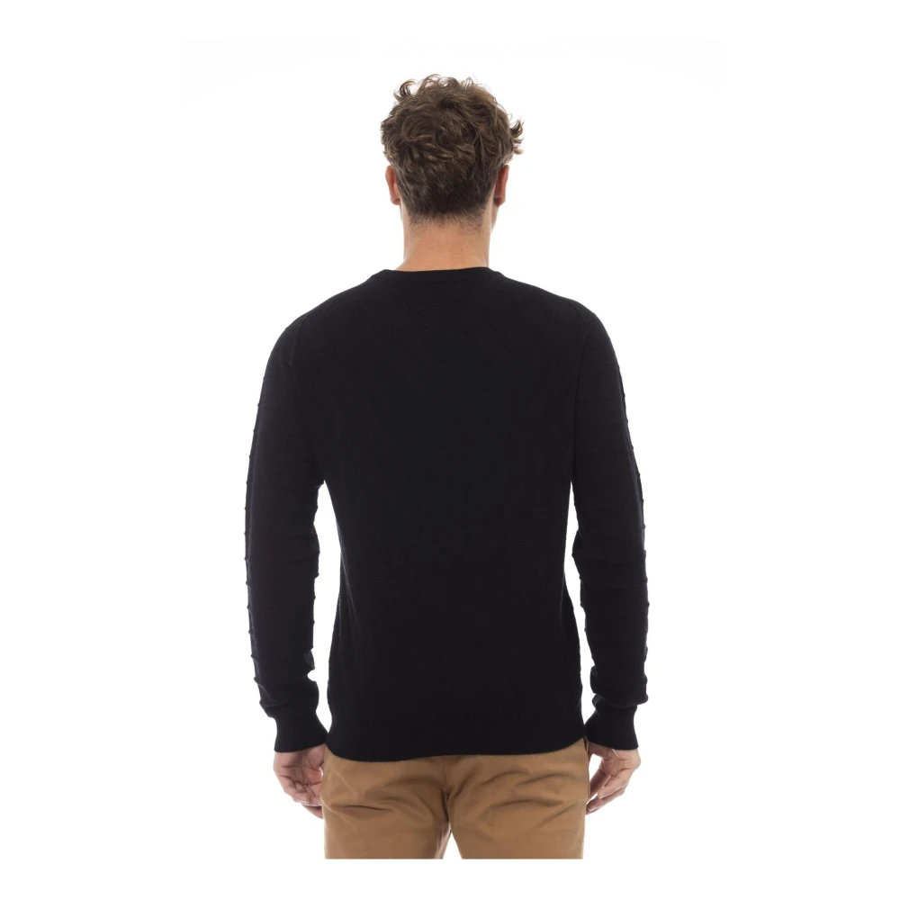 Alpha Studio Wolmix Ronde Hals Trui Black Heren
