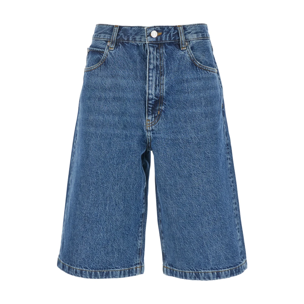 Frame Blauwe Denim Boy Shorts met Riem Blue Dames