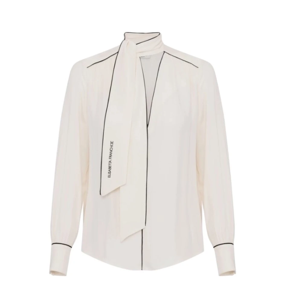 Elisabetta Franchi Georgette shirt met logodetail White Dames