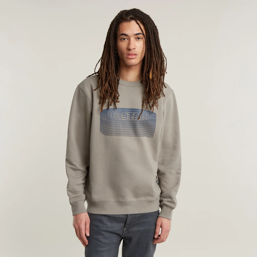 G-Star Gestapelde Old Skool Logo Sweater Green Heren
