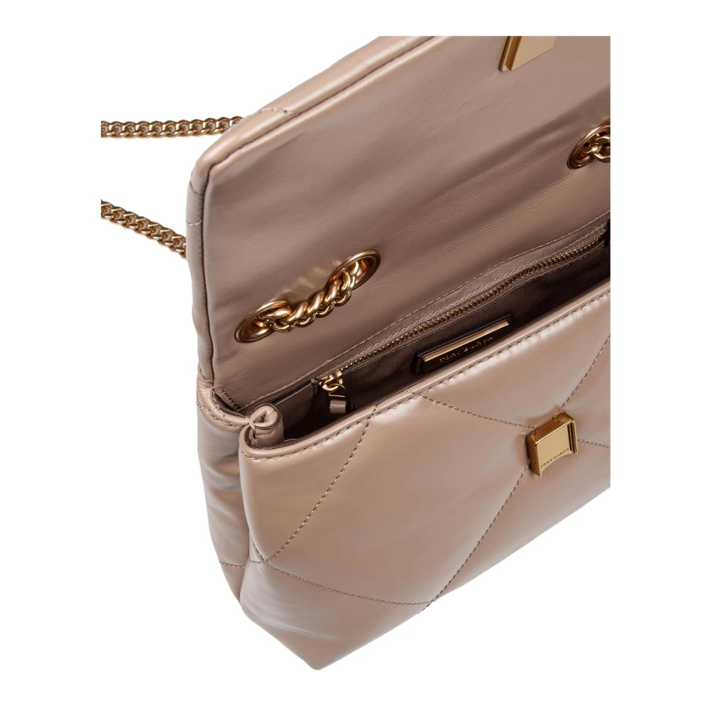 TORY BURCH Diamantgestikte leren schoudertas Beige Dames