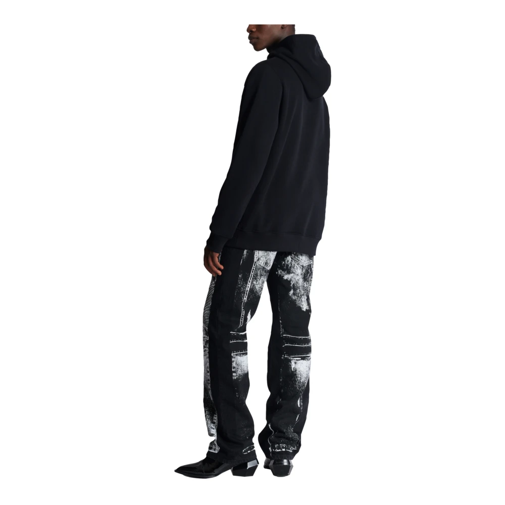 Balmain Flocked Letter Hoodie Black Heren