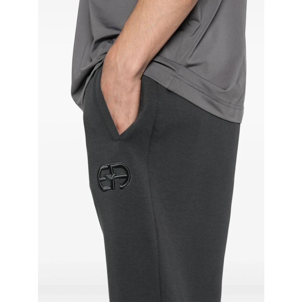 Emporio Armani Grijze Jersey Broek met Logo Gray Heren
