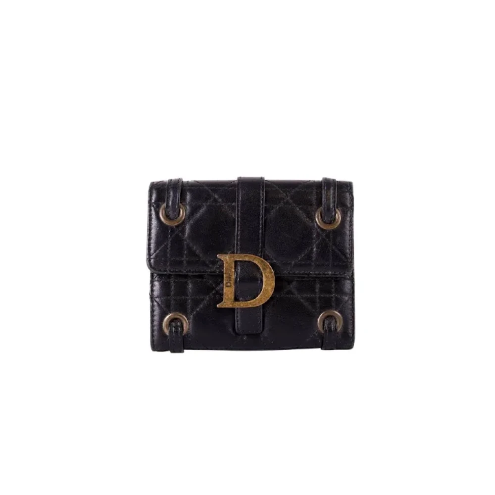 Dior Vintage Pre-owned Leather wallets Black Dames