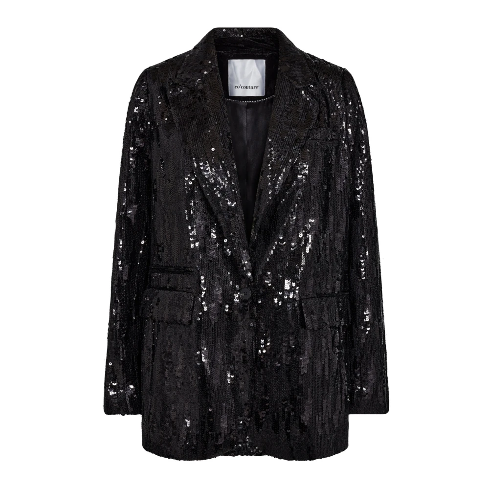 Co'couture Black Blazers, Female, Xl, Sequin Single Blazer