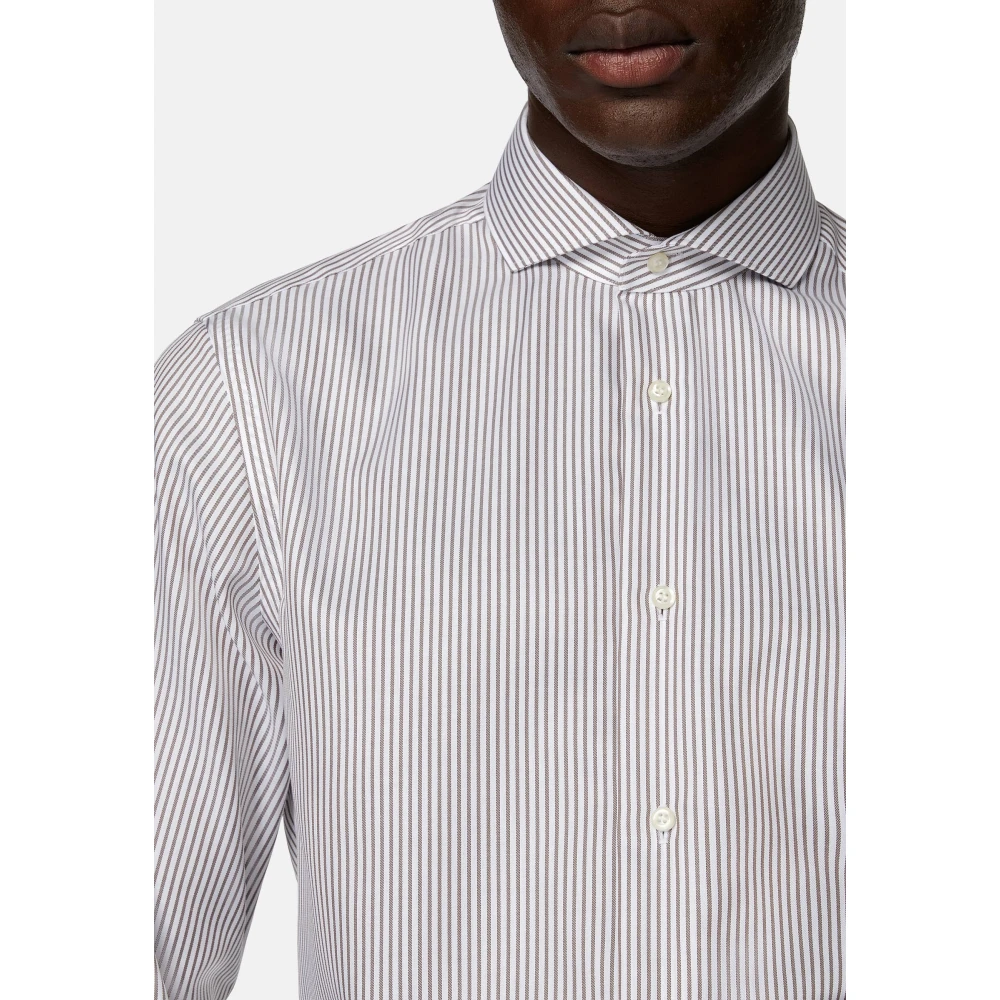 Boggi Milano Ultimate NON Iron Slim Fit Gestreept Overhemd van Katoenen Twill Multicolor Heren