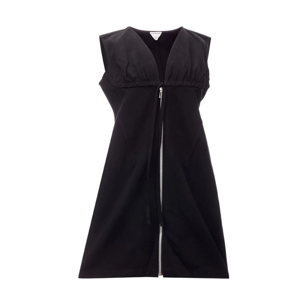Bottega Veneta Elegante Zwarte Viscose Jurk Essentials Black Dames