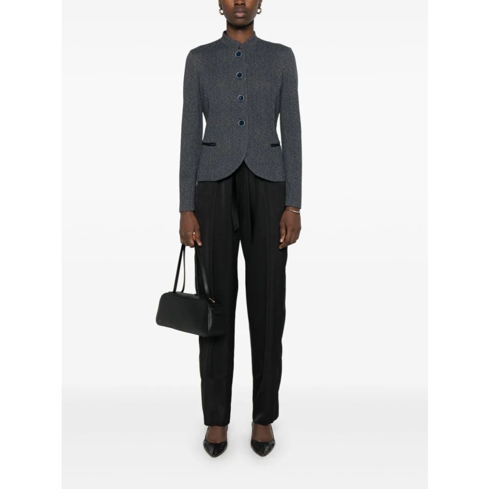 Emporio Armani Blauwe Jacquard Knoopjas Blue Dames
