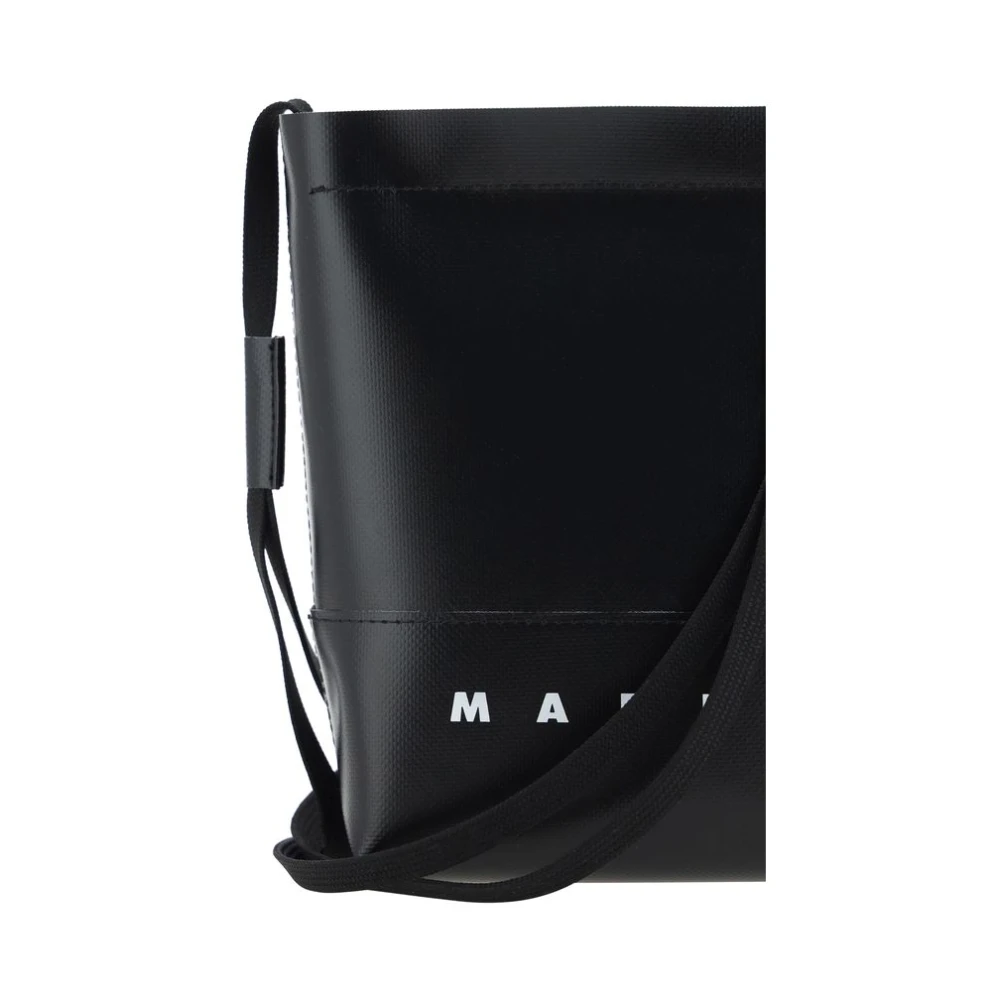 Marni Canvas Schoudertas met Contrasterend Logo Black Heren