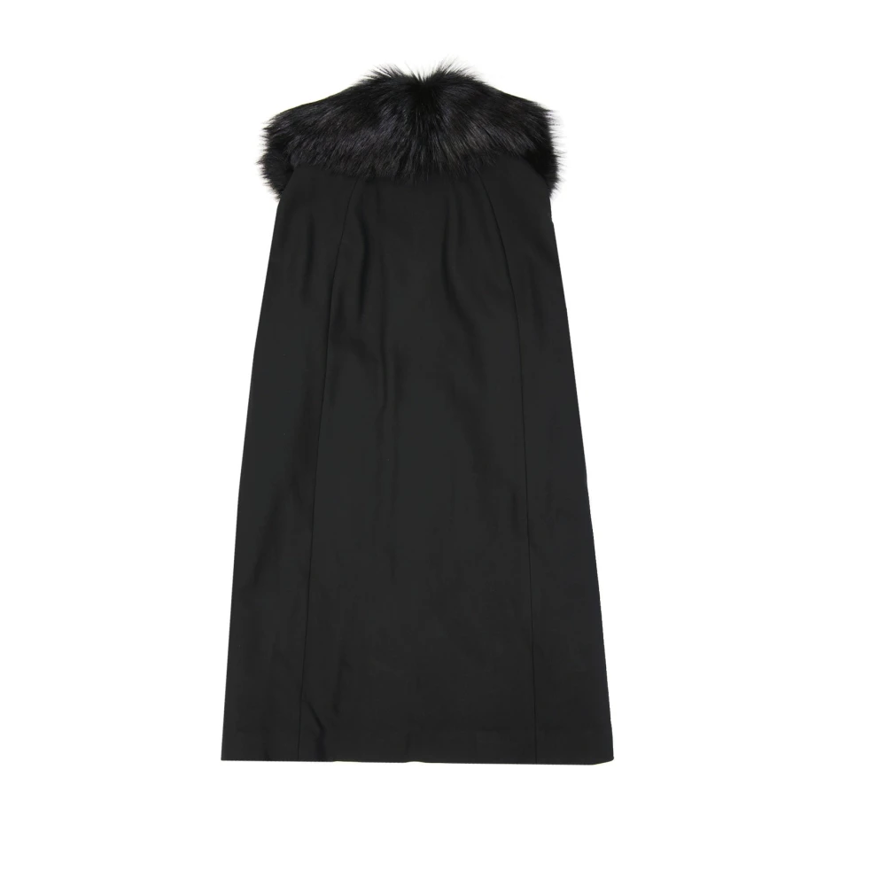 Dolce & Gabbana Zwarte Bont Lange Jas Damesmode Black Dames
