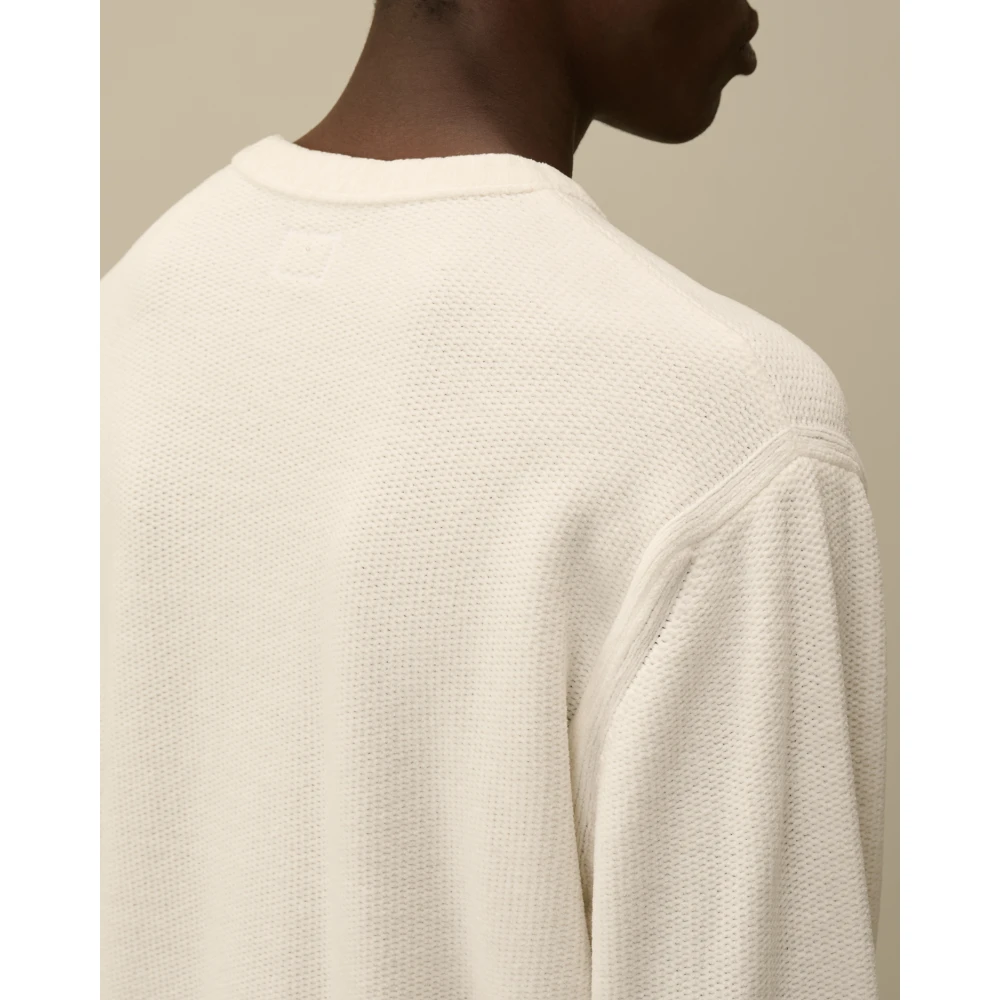 C.P. Company Witte Katoenen Chenille Crewneck Sweater White Heren