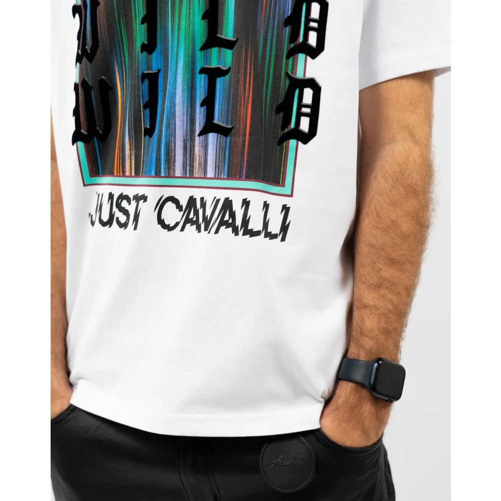 Just Cavalli Grafisch Bedrukt T-Shirt Losse Pasvorm White Heren