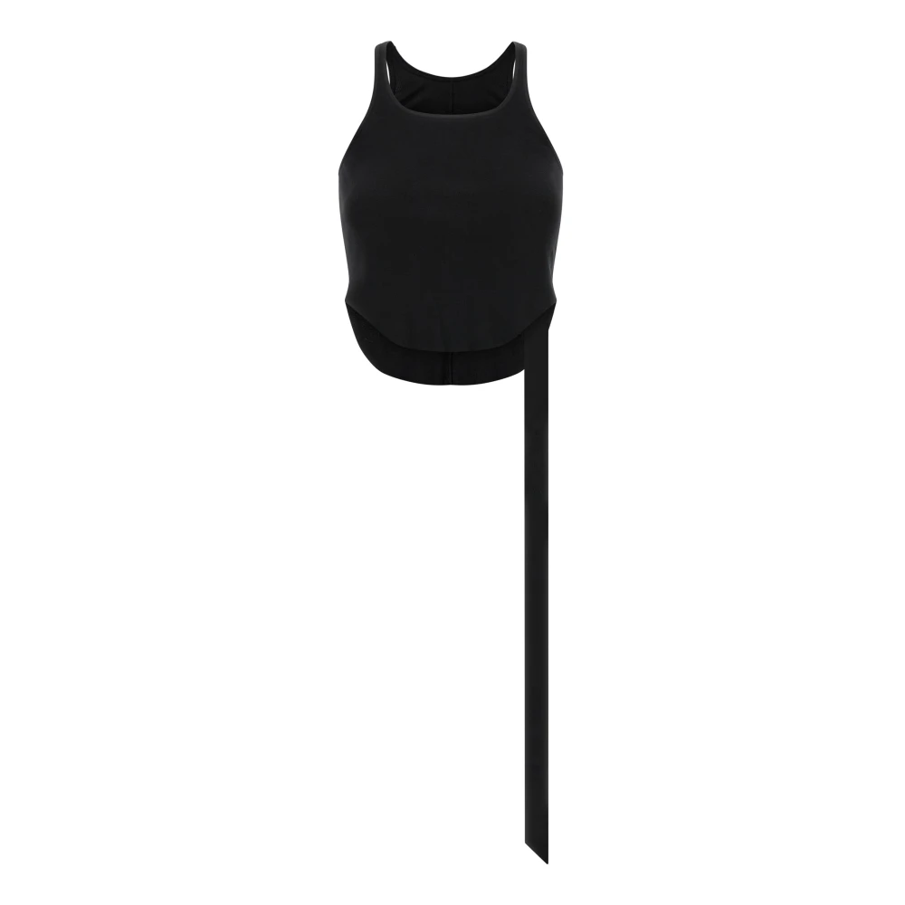 Rick Owens Women's Black Sleeveless Tops, M, Basic Rib Tank