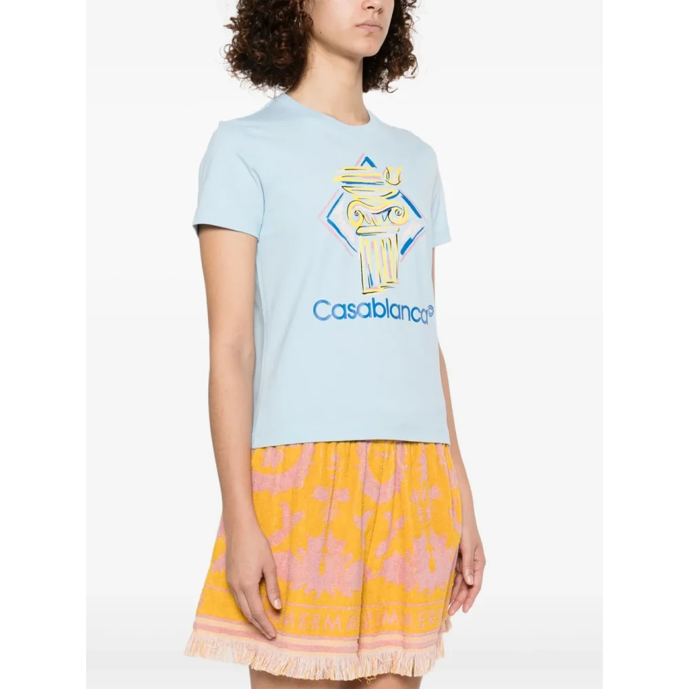 Casablanca Blauw Bedrukte Crewneck T-shirts en Polos Blue Dames