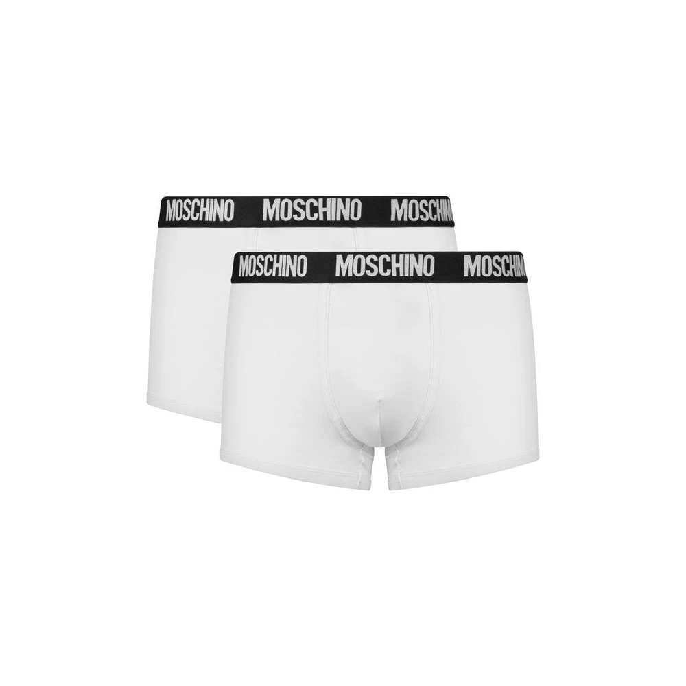 Moschino Homme Blanc Sous-Vêtements, Taille: 2XL Lot De 2 Boxers À Bande Logo