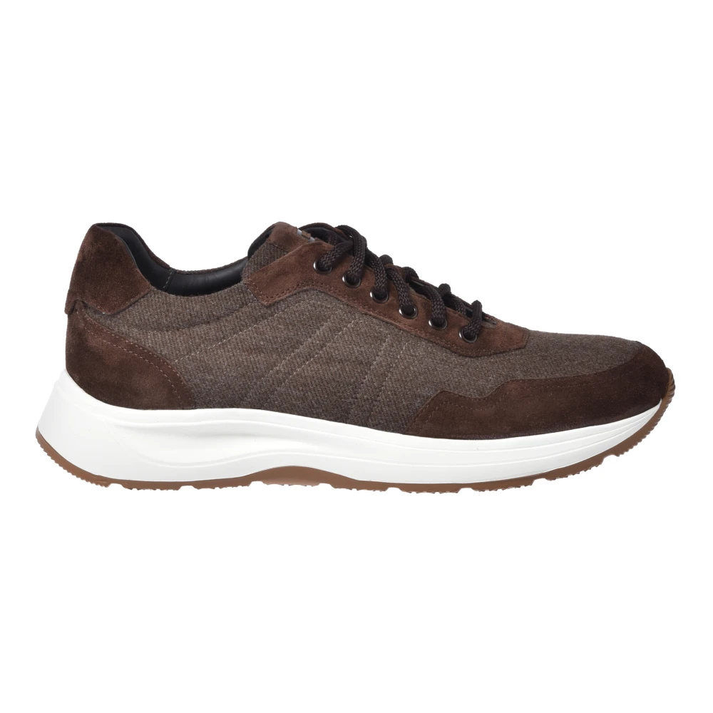 Baldinini Mannelijk Bruin Schoenen Heren, 41 Eu, Suede Leather And Fabric Trainers