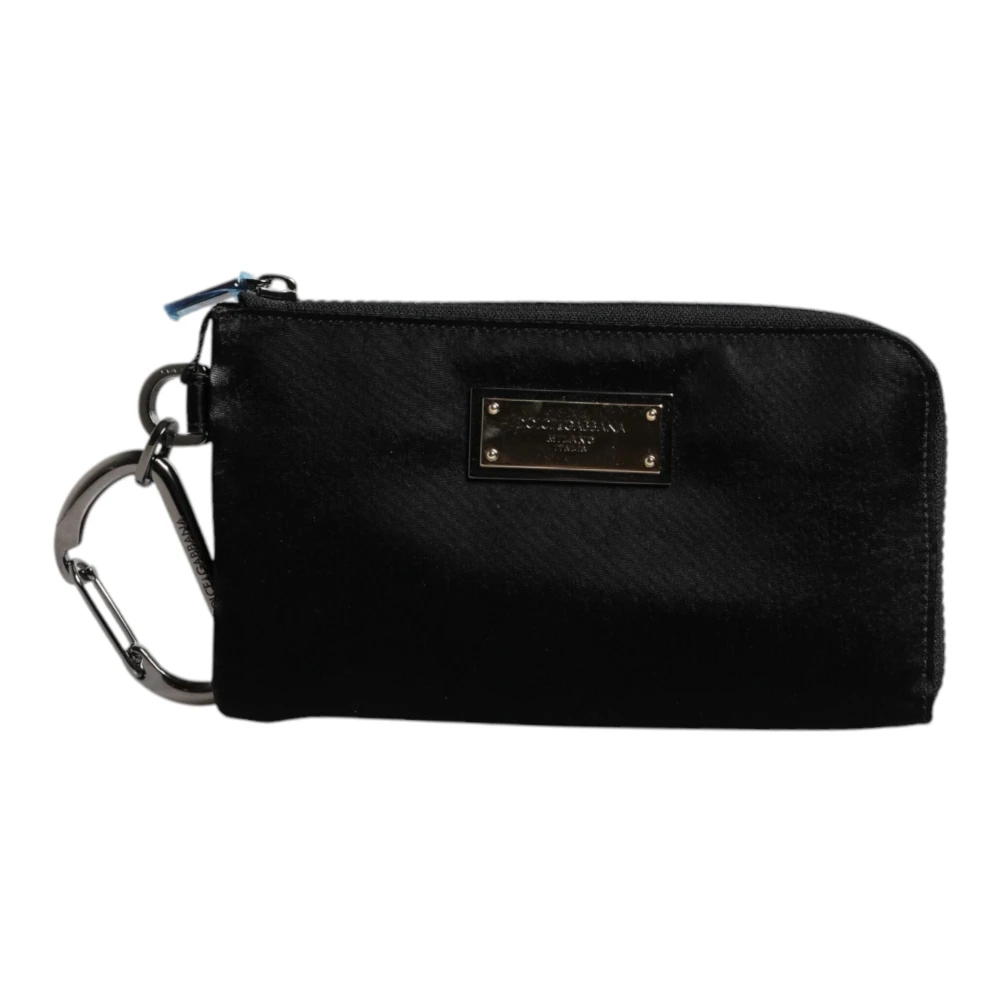 Dolce & Gabbana Women's Black Logo Plaque Keyring Pouch