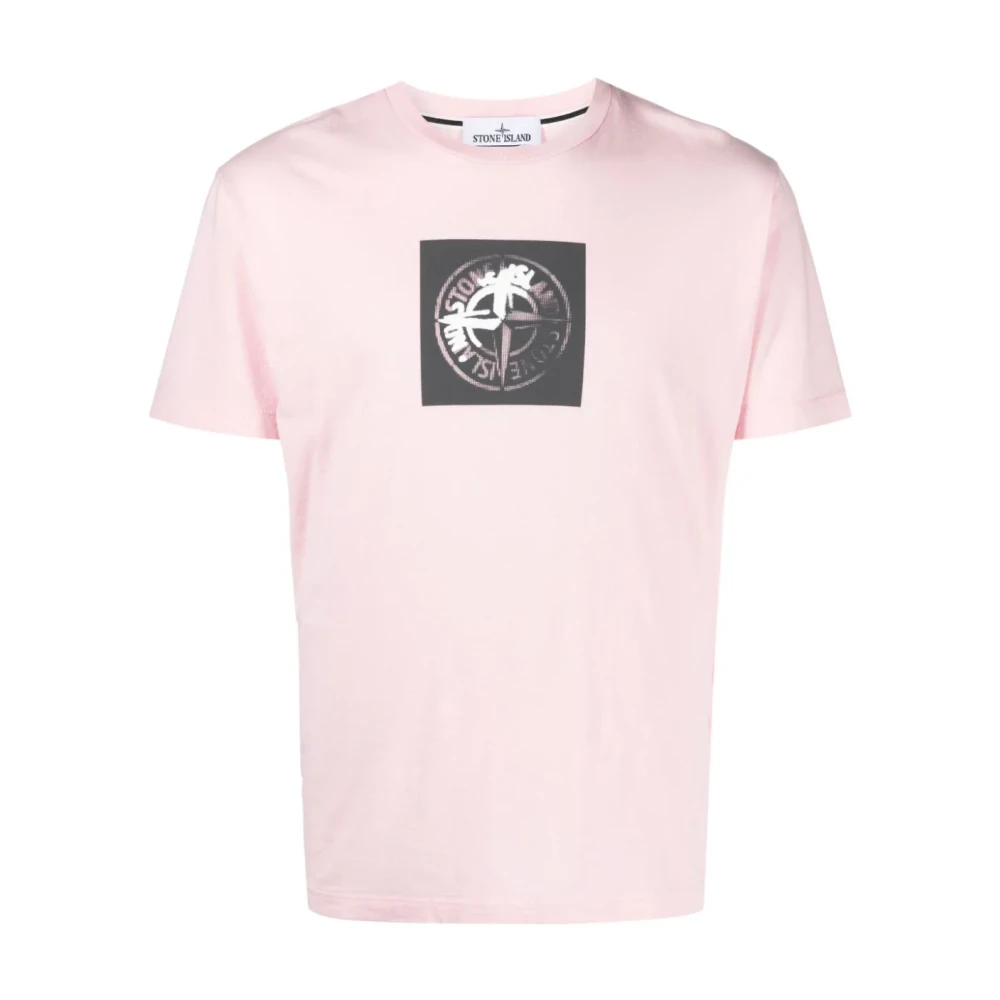 Stone Island Lichtroze T-shirt met Logo Print Pink Heren