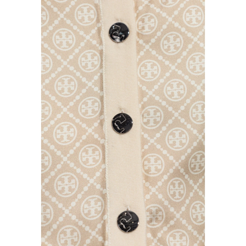 TORY BURCH Cardigan met monogram Beige Dames