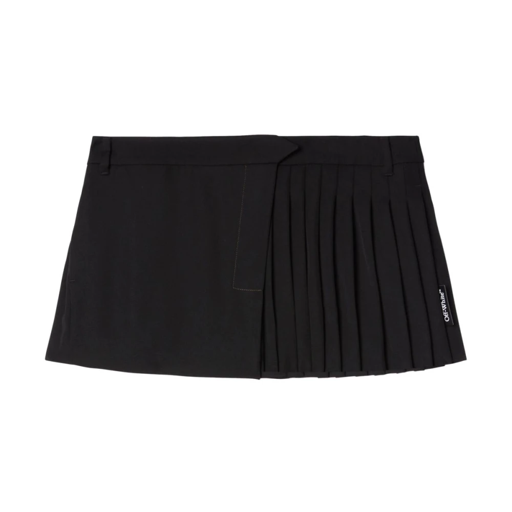 Off White Zwarte Rok met Plooien Black Dames