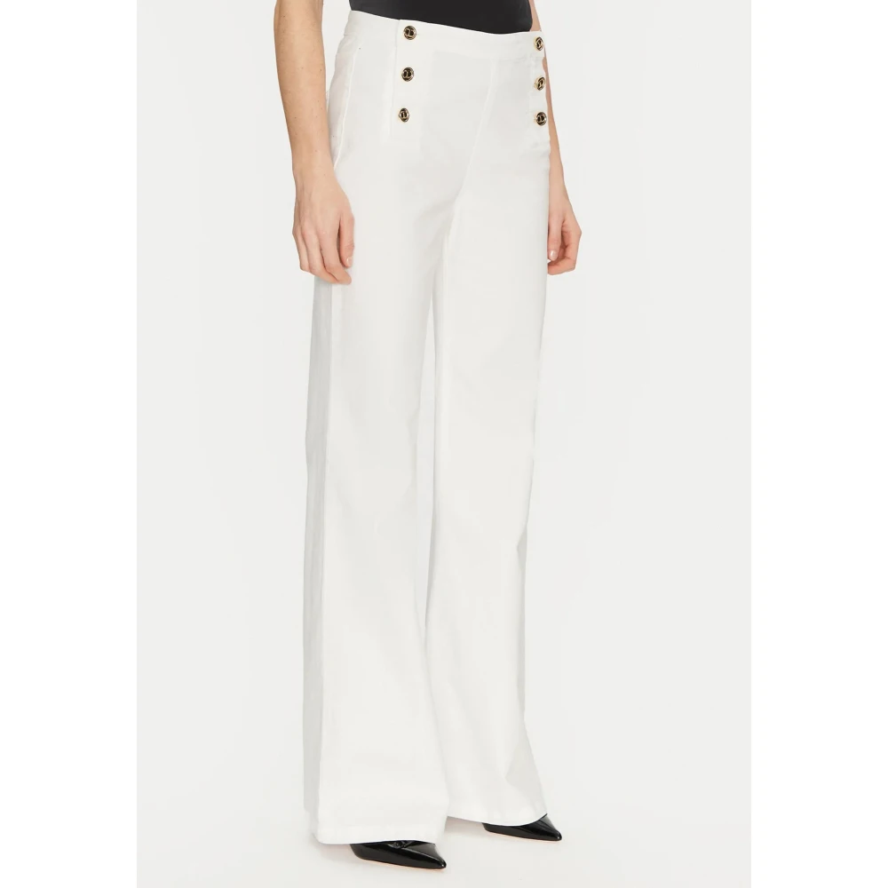 Twinset Hoge Taille Wijde Pijp Witte Jeans White Dames