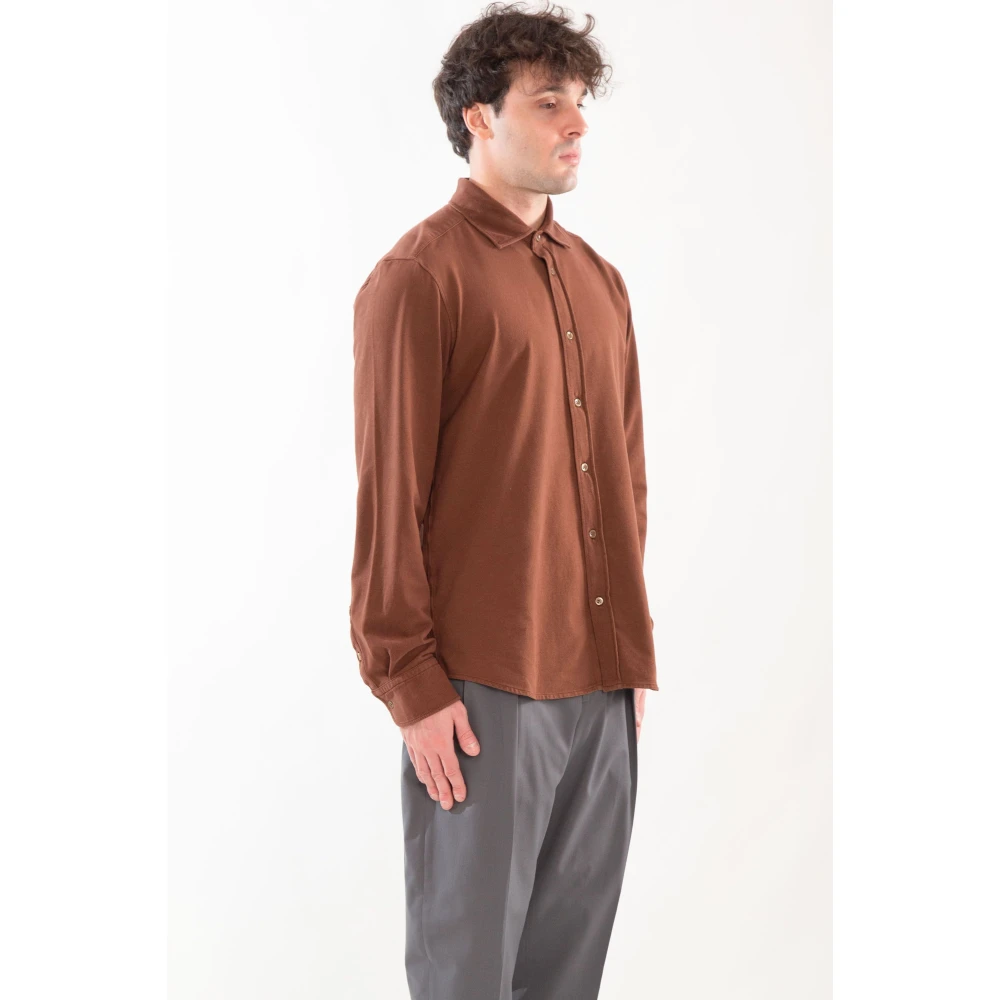 Circolo 1901 Zachte Jersey Shirt met Cashmere Touch Brown Heren