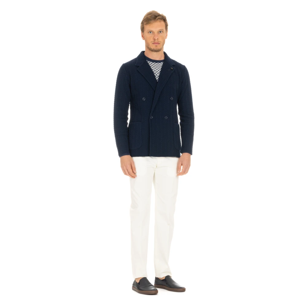 Lardini Blauw Dubbelborstig Jas Comfortabel Stijlvol Blue Heren