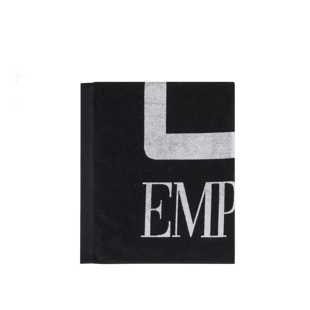 Armani Luxe Katoenen Strandhanddoek Black Unisex