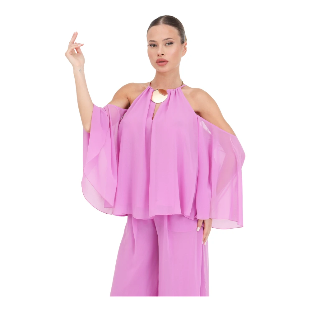 Simona Corsellini Roze Blouse met Decoratieve Ketting Pink Dames