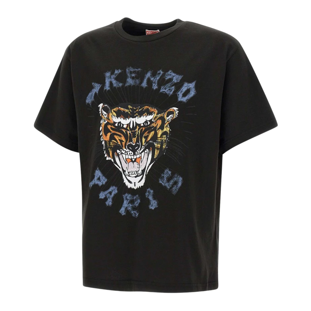 Kenzo Zwarte Tiger Head T-shirts en Polos Black Heren