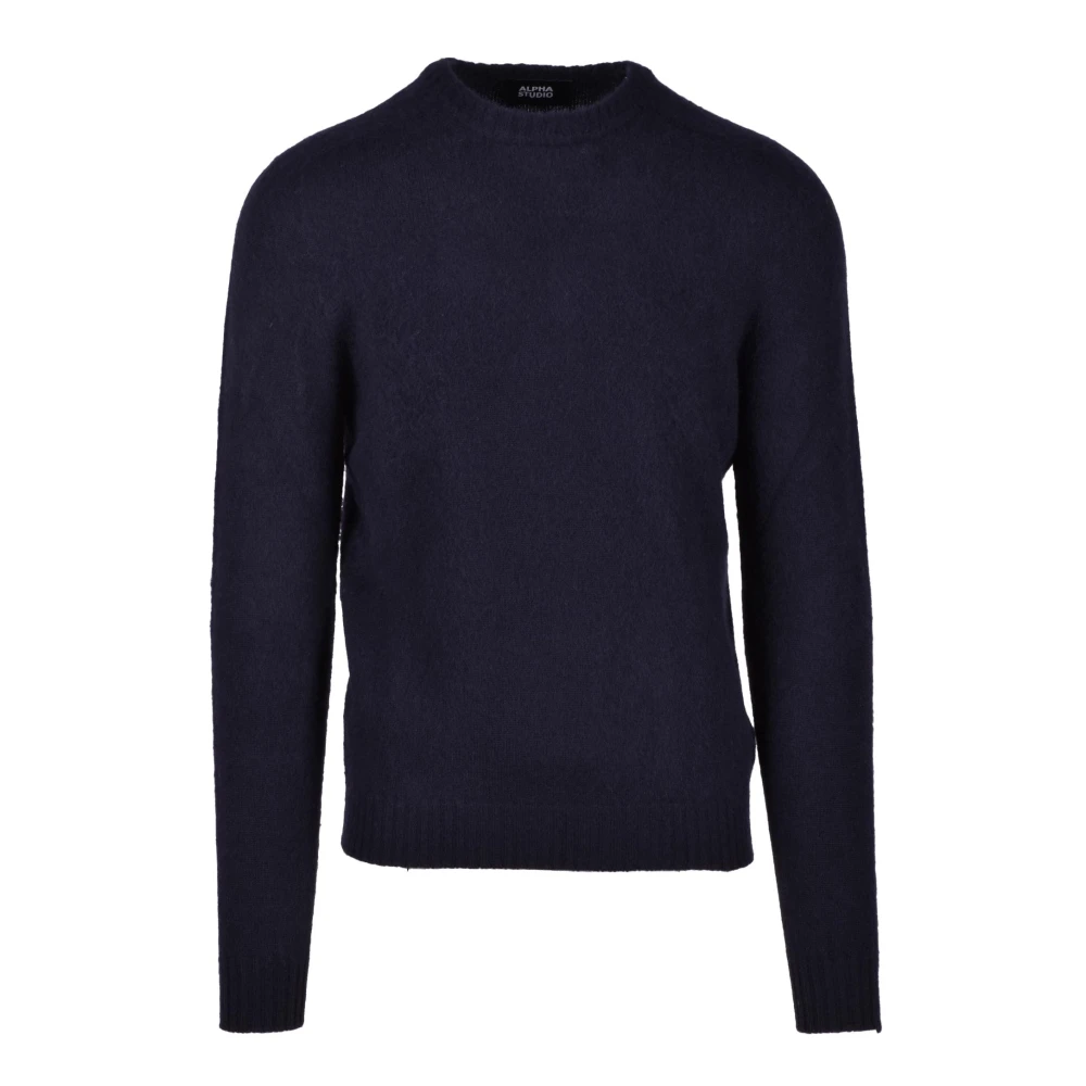 Alpha Studio Merino Wol Gebreide Top Blue Heren